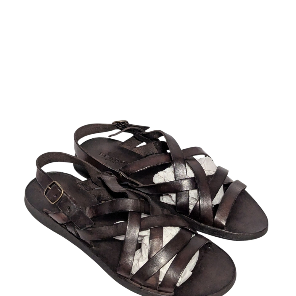 Brador Women's Luke Schuhe Dark Brown Leather Sandal Size 38.Made In Italy - Picture 10 of 15